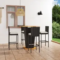 Prolenta Maison Exclusive - Ensemble bar de jardin 5 pièces avec coussins en polyrotin noir