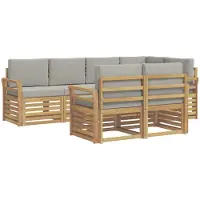vidaXL Ensemble de canapés d'extérieur , 7 pièces, blanc et gris clair