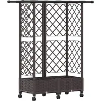 vidaXL Jardinière surélevée avec treillis et toit, marron, 124 x 40 x 127 cm, PP