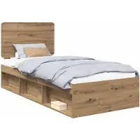 vidaXL Cadre de lit en chêne artisanal 75 x 190 cm Pin massif
