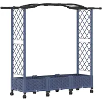 vidaXL Jardinière surélevée avec treillis et toit gris, 169 x 40 x 129 cm, en PP