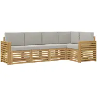 vidaXL Ensemble de canapés d'extérieur , 5 pièces, blanc et gris clair