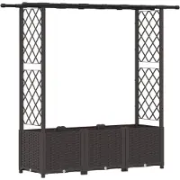 vidaXL Jardinière surélevée avec treillis et toit, marron, 162,5 x 40 x 136 cm, PP
