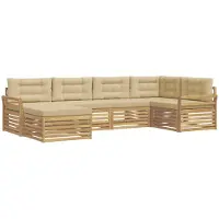 vidaXL Ensemble de salon de jardin 6 pièces, blanc et beige, 329 x 170,5 x 73 cm