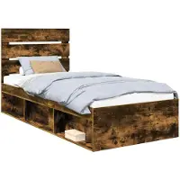 vidaXL Cadre de lit Chêne fumé 75 x 190 cm Pin massif