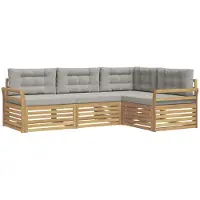 vidaXL - Ensemble de salon de jardin, 4 pièces, blanc et gris clair, en polyester