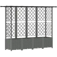 vidaXL Jardinière surélevée avec treillis et toit, gris clair, 202 x 40 x 136 cm, en polypropylène