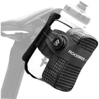 RockBros Sacoche de vélo hydrofuge avec système de fermeture à vis et porte-bidon pour vélo de course et VTT, noir à carreaux
