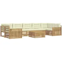 vidaXL Ensemble de salon de jardin 8 pièces, blanc et crème, en bois d'acacia massif