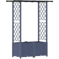 vidaXL Jardinière surélevée avec treillis et toit, gris, 124,5 x 40 x 136 cm, PP
