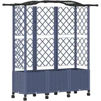 vidaXL Jardinière surélevée avec treillis et toit, gris, 163 x 40 x 144 cm, PP