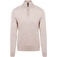 KING Essentials The Michael Half Zip Pull en Laine Mérinos Greige Beige Gris taille XL