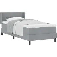 vidaXL Lit boxspring avec tête de lit, gris clair, 200 x 90 cm, tissu