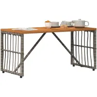 vidaXL Table d'extérieur Gris 80 x 40 x 40 cm Acier et rotin synthétique
