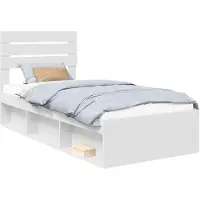 vidaXL Cadre de lit avec tête de lit Blanc 100 x 200 cm Pin massif