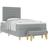 vidaXL Lit boxspring avec tête de lit, gris clair, 200 x 120 cm, tissu