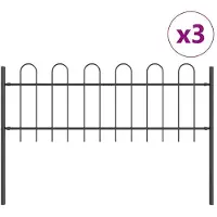 vidaXL , clôture de jardin BOXTEL, 3 pièces, 5,1 x 0,6 m, acier avec revêtement en poudre