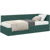 vidaXL Structure de lit à angle avec matelas et tête de lit, 2 pièces, vert, velours