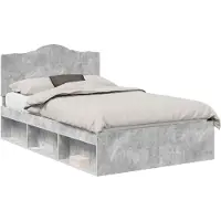 vidaXL Cadre de lit avec tête de lit béton 120 x 190 cm Pin massif