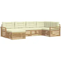 vidaXL Ensemble de salon de jardin , 6 pièces, blanc et crème, 329 x 170,5 x 73 cm