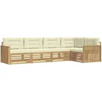 vidaXL Ensemble de salon de jardin 5 pièces, blanc et crème, en polyester
