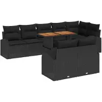vidaXL Ensemble de canapé de jardin avec coussins 9 pcs noir