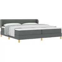 vidaXL Lit boxspring avec matelas gris foncé 200 x 200 cm Tissu