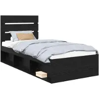 vidaXL Cadre de lit noir 90 x 190 cm Pin massif