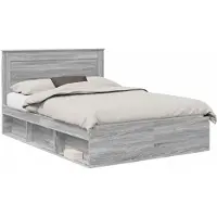 vidaXL Cadre de lit gris Sonoma 140 x 190 cm Pin massif