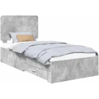 vidaXL Cadre de lit avec tête de lit Béton Gris 100 x 200 cm Bois composite