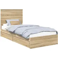 vidaXL Lit de rangement chêne Sonoma 90 x 190 cm Bois composite