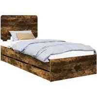 vidaXL Cadre de lit Chêne fumé 90 x 200 cm Bois d'ingénierie