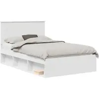 vidaXL Cadre de lit avec tête de lit Blanc 120 x 200 cm Pin massif