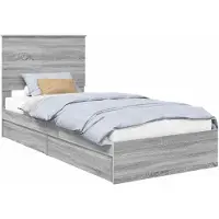 vidaXL Lit coffre Sonoma gris, 90 x 200 cm, en panneaux de particules