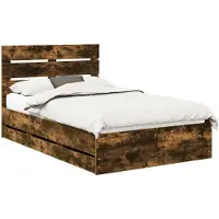 vidaXL Cadre de lit Chêne fumé 135 x 190 cm Bois d'ingénierie