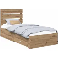 vidaXL Cadre de lit avec tête de lit Chêne Artisan 90 x 200 cm Bois composite