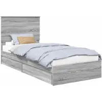 vidaXL Lit de rangement gris Sonoma 75 x 190 cm Bois composite