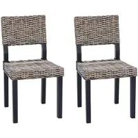 vidaXL Chaise de salle à manger, lot de 2, rotin Kubu noir délavé