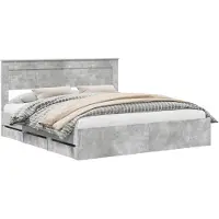 vidaXL Cadre de lit avec tête de lit Béton Gris 180 x 200 cm Bois d'ingénierie