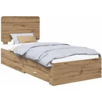 vidaXL Cadre de lit avec tête de lit Chêne Artisan 90 x 200 cm Bois composite