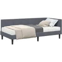 vidaXL Structure de lit à angle avec matelas et tête de lit, 2 pièces, gris, velours