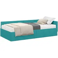 vidaXL Cadre de lit d'angle avec matelas Autres 2 pcs turquoise velours