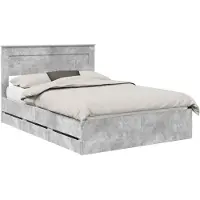 vidaXL Cadre de lit avec tête de lit Béton Gris 140 x 200 cm Bois d'ingénierie