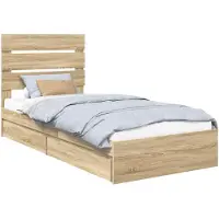vidaXL Lit de rangement chêne Sonoma 100 x 200 cm Bois composite