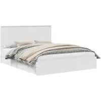 vidaXL Lit de rangement avec tête de lit Blanc 160 x 200 cm Bois composite