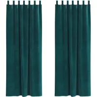 vidaXL Rideaux occultants 2 pcs vert foncé 140 x 245 cm velours