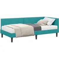 vidaXL Cadre de lit d'angle avec matelas Autres 2 pcs turquoise velours