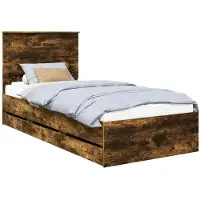 vidaXL Cadre de lit Chêne fumé 90 x 190 cm Bois d'ingénierie