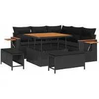 vidaXL Ensemble de canapé de jardin avec coussins 9 pcs noir poly rotin