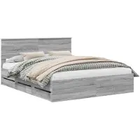 vidaXL Cadre de lit gris Sonoma 160 x 200 cm Bois d'ingénierie